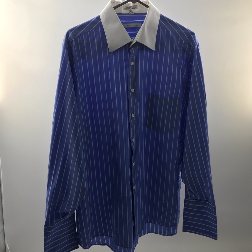 Geoffrey Beene Blue and white Shirt Size XL